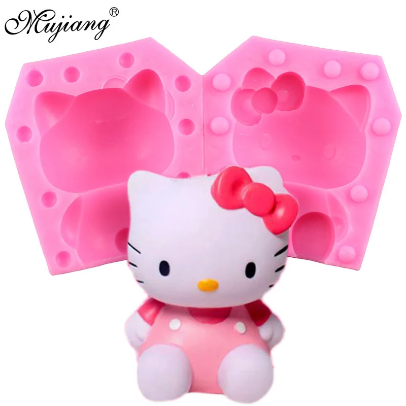 Mujiang Hello Kitty Cat Silicone Fondant Soap 3D Cake Mold Cupcake