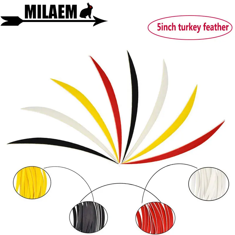 50/100pcs 5inch Archery Turkey Feathers Right Wing Natural Fletching Bow And Arrow Shooting Hunting DIY Arrow Shaft Accessories