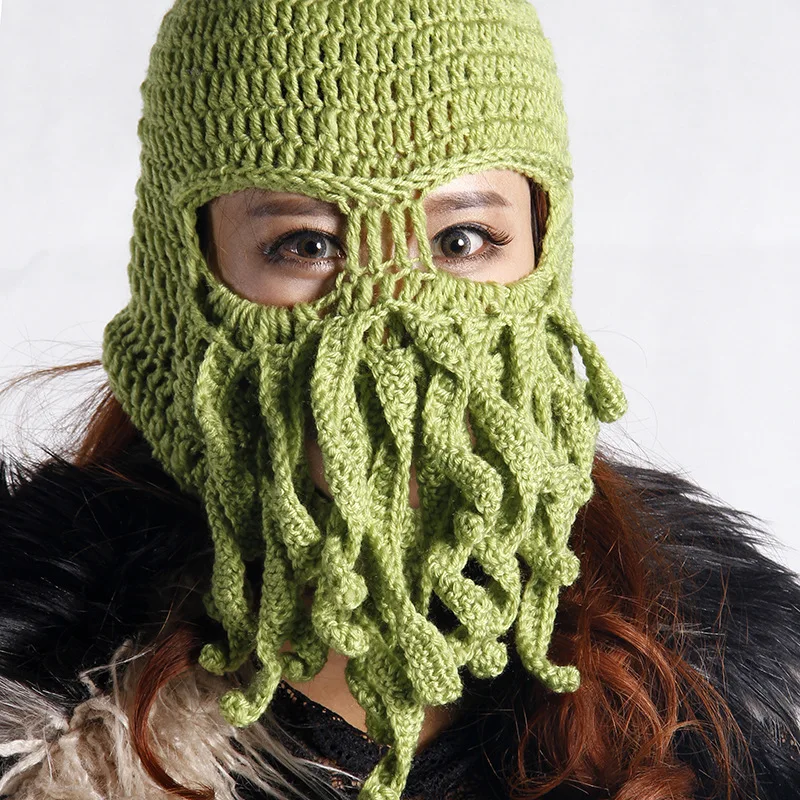 Шапка ручной работы с забавными животными Cthulu Beards щупальца Octopus Cthulhu Вязаная бини