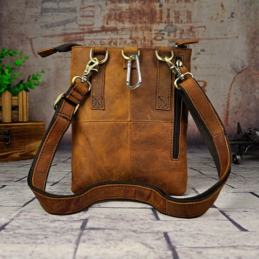 US $20.52 Quality Leather Men MultiFunction Travel Coffee Satchel Messenger Shoulder Crossbody Mochila Bag Fanny Waist Belt Pack 6574