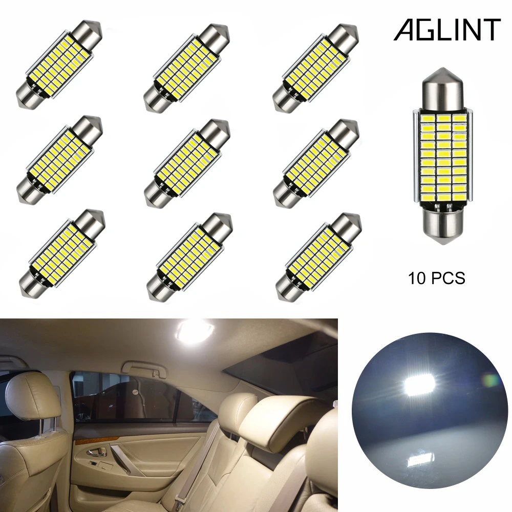 

AGLINT 10PCS Automotive LED Festoon C5W 39mm 30LEDs 3014Chip CANBUS Error Free Interior Reading Dome Map License Plate Light 12V