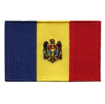 

Embroidery Moldova Flag Emblem Made by Twill with Flat Broder and Iron On Backing Accept Custom MOQ50pcs Free Shipping by Post