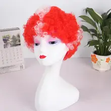 Афро Клоун парик футбольные фанаты вечерние парики для женщин мужчин Дети разноцветный, футбол Клоунский парик волосы