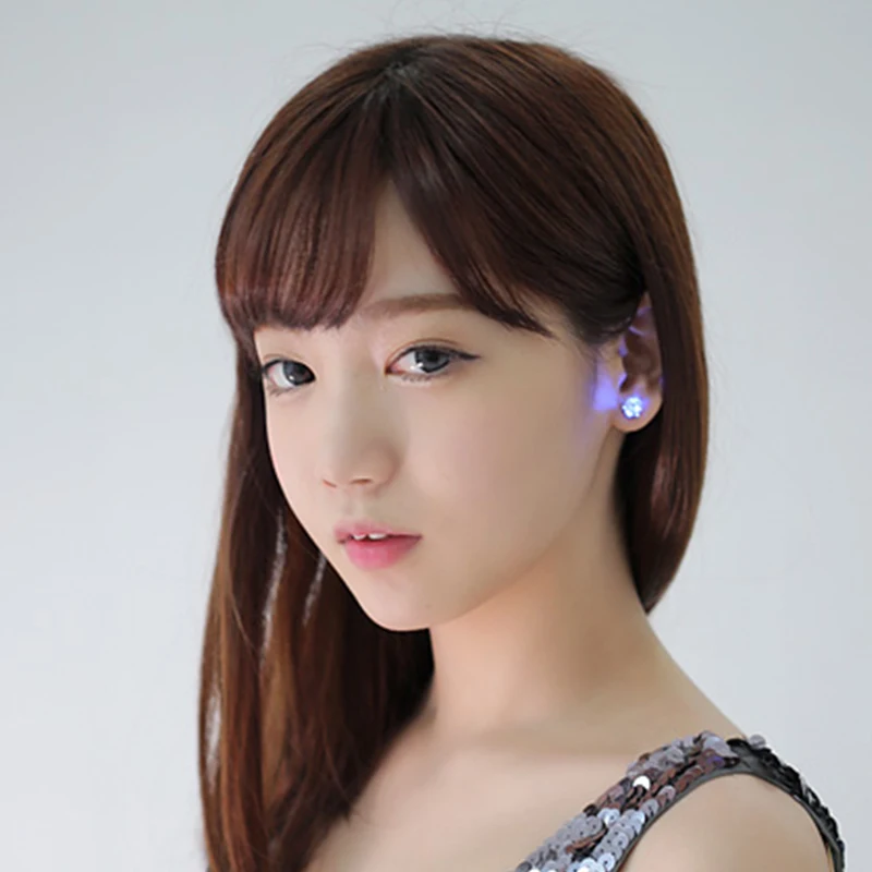 

1 Pair/Set luminous LED Earring Light Up Crown Glow Fashion Crystal Rhinestone Jewelry Women Elegant Silver Plated Hook Earring