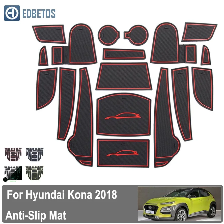 Kona18-19 для hyundai Kona Encino резиновый коврик для двери Противоскользящий коврик для чашки аксессуар для украшения салона Стайлинг слот для ворот