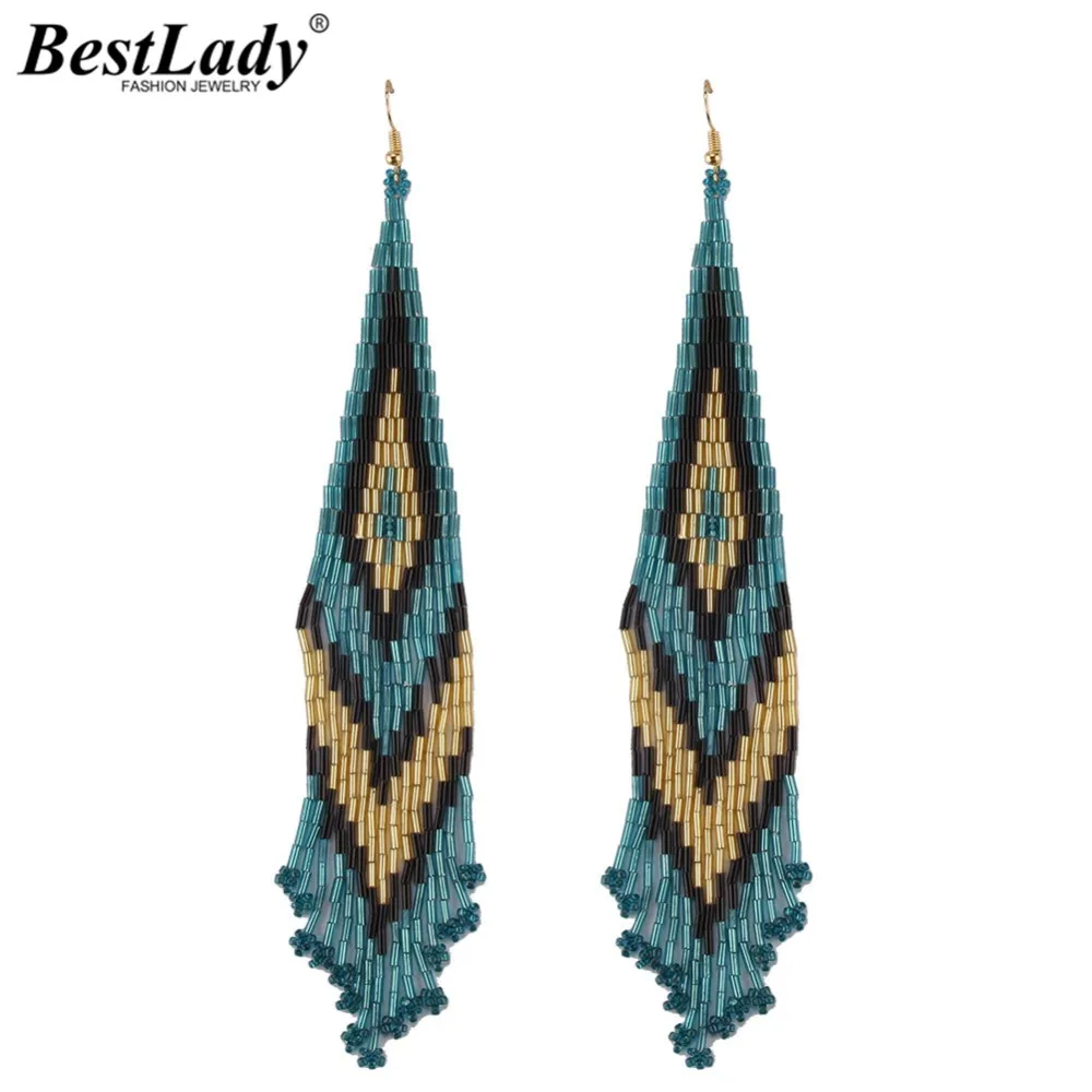 Best lady винтажные Разноцветные длинные висячие серьги с кисточками для женщин