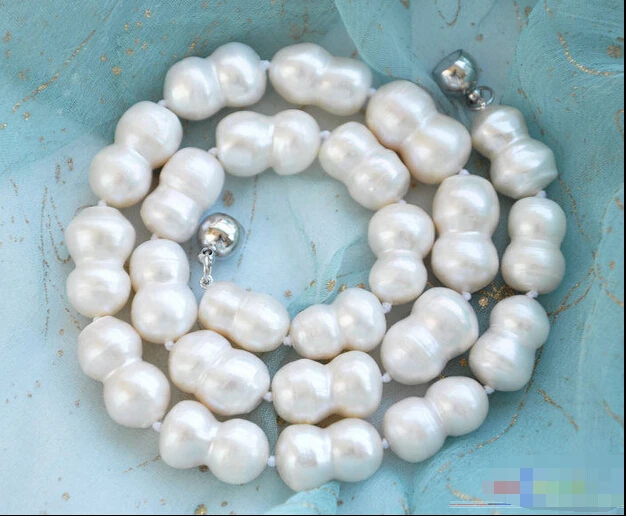 

Wholesale FREE SHIPPING >>> P4088 17" 17mm white baroque double freshwater pearl necklace
