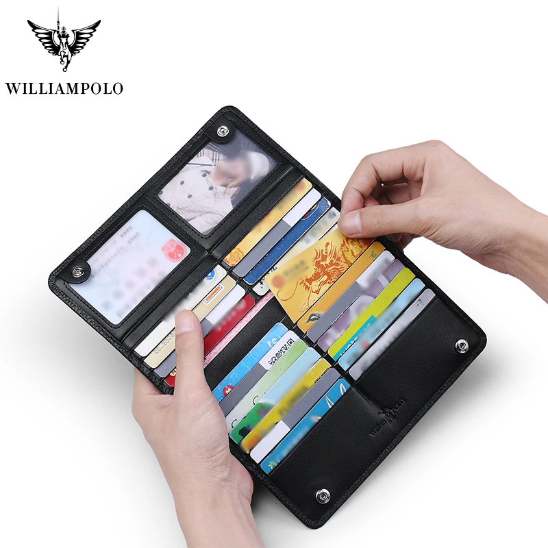 Мужской кошелек из натуральной кожи WILLIAMPOLO черный с отделением для карт 22 и