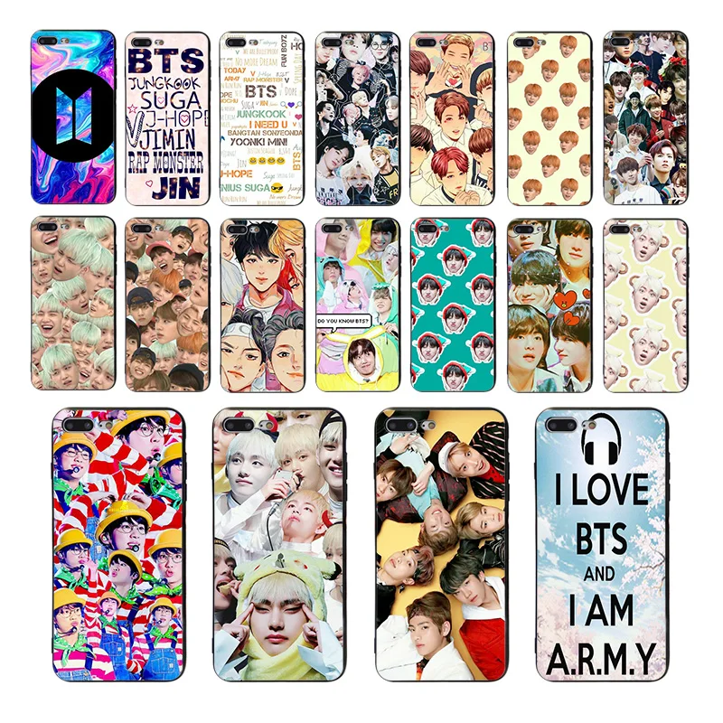 

Soft silicone fitted case BTS Bangtan Boys for iphone X XR XS XSMAX 7 8 6 5 7plus 8plus 6S/6PLUS 5S 6S SE TPU phone Cover Shells