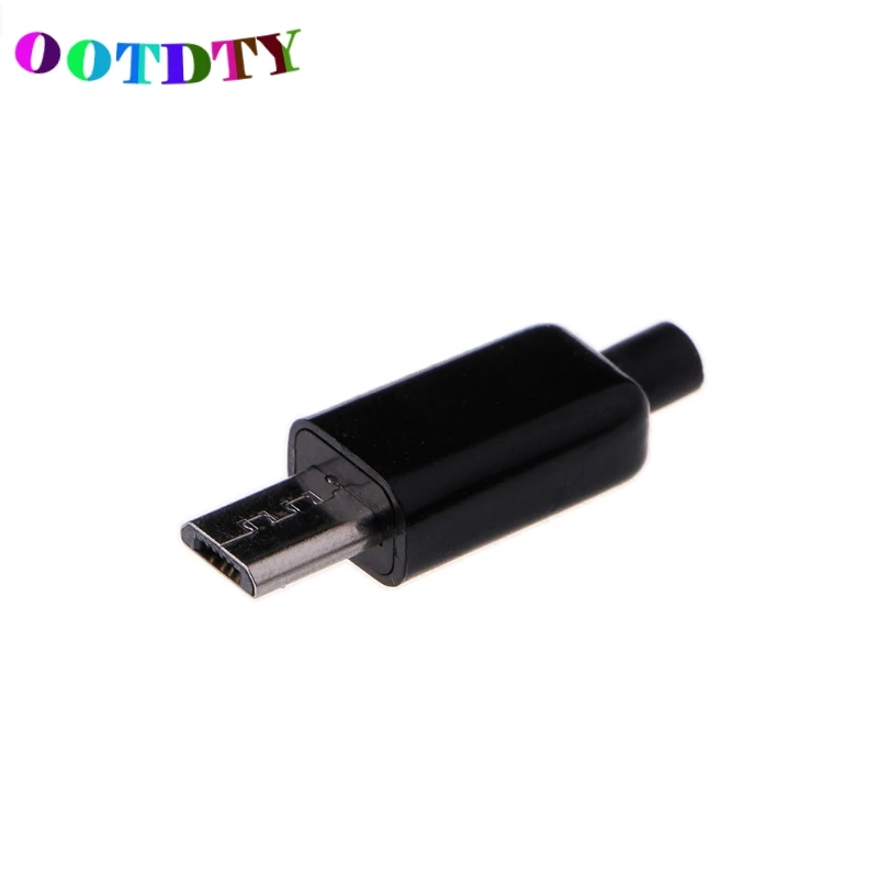 

OOTDTY 10 Sets Micro USB Welding Type Male 5 Pin Plug Connector w/Plastic Cover 4 in 1 DIY G07