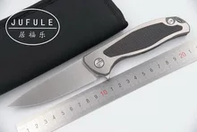 JUFULE Made F95 Flipper 95 folding bearing D2 blade Titanium carbon fiber outdoor camp hunt pocket fruit EDC tool kitchen knife