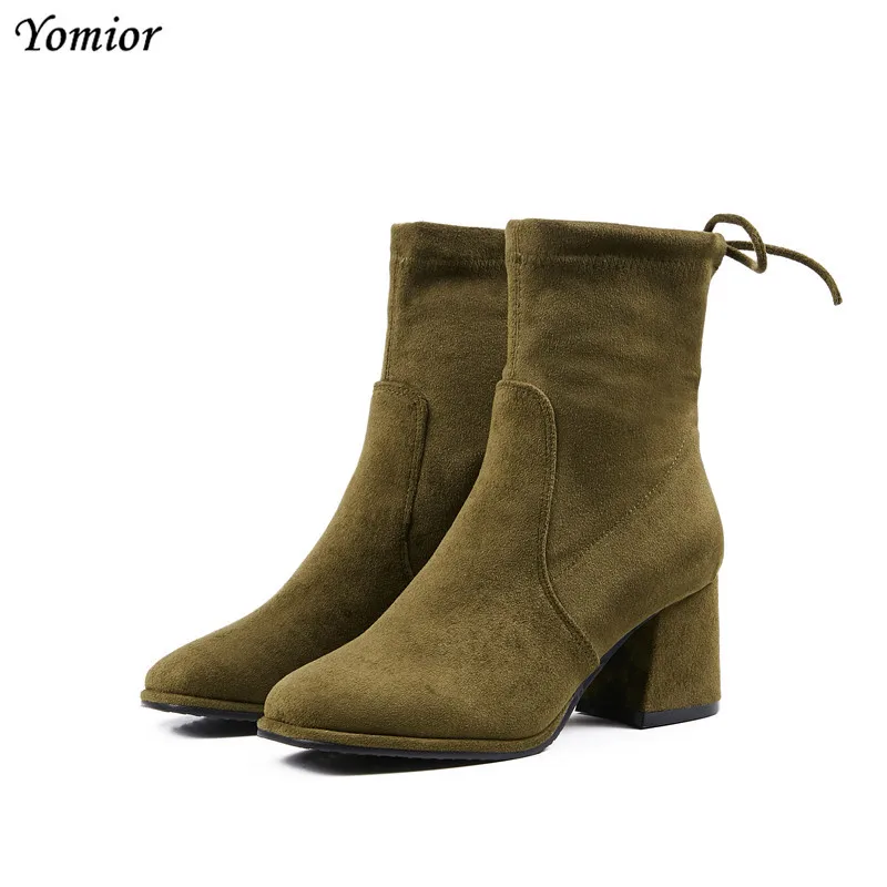

Yomior High Quality Handmade Fashion Women Boots Autumn Winter Sexy Work Ankle Boots Cow Suede Casual Black Gray Chelsea Boots