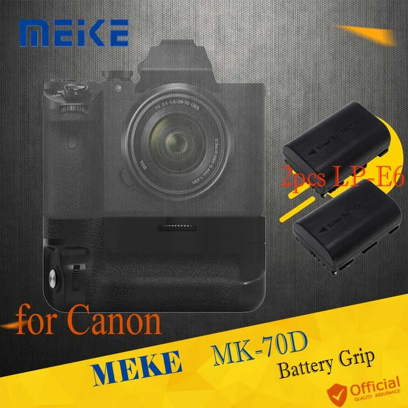 Meike MK 70D Vertical Battery Grip Holder with 2x LP E6 Battery Control