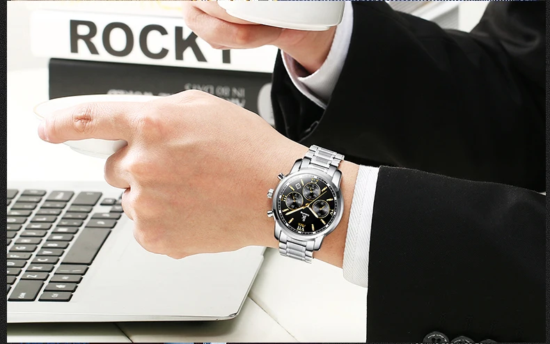 Бренд IK, мужские часы, модные, повседневные, полностью стальные, многофункциональные, мужские часы из натуральной коровьей кожи, 3D Dail Orologio maschio 4463