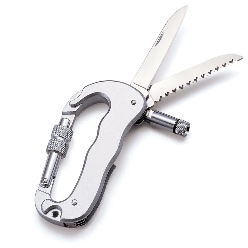 1 шт. портативный светодиодный складной нож из нержавеющей стали с пряжкой для ключей для выживания на открытом воздухе, многофункциональный инструмент, карабин, аксессуары