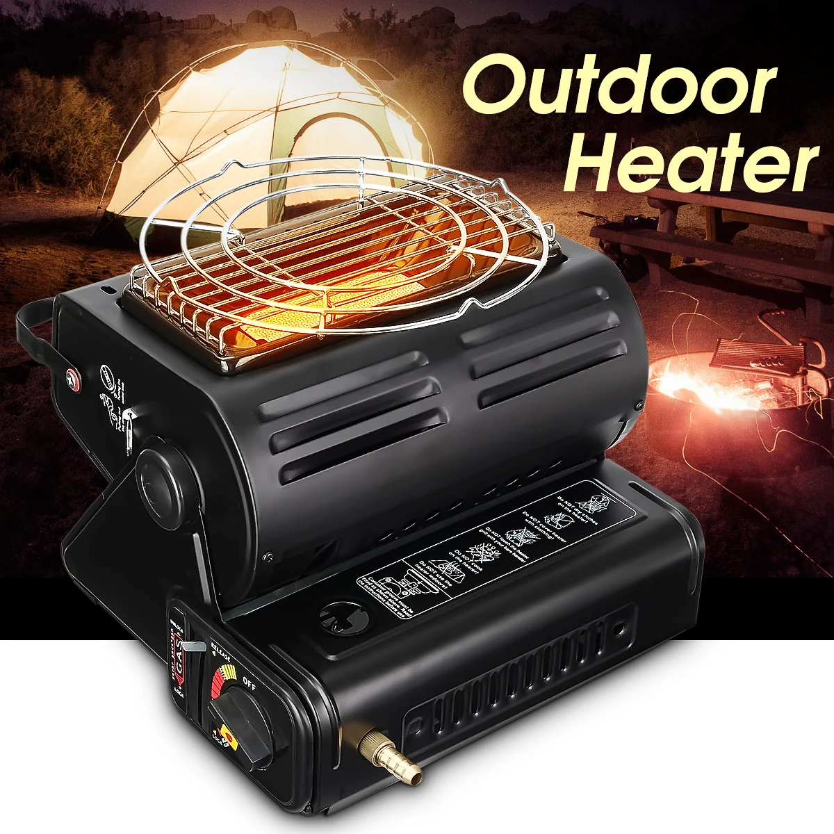 Kuinayouyi Outdoor Heat Cooker Gas Heater Camping Heating Aluminum Alloy Portable Camping Tent Portable Gas Heater Stove Tent Accessories