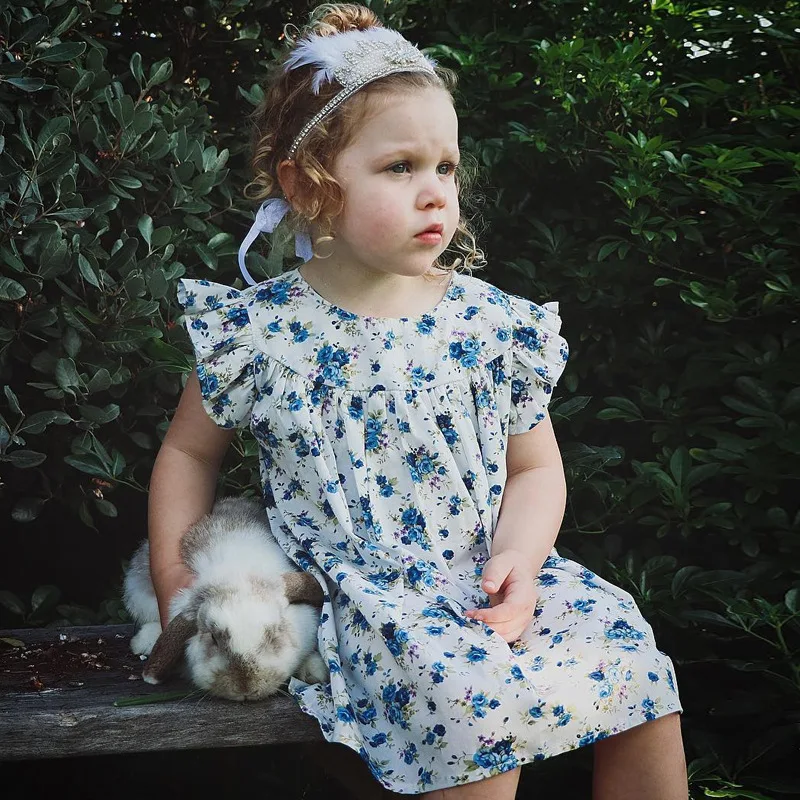 Mother nest  2018 Summer New Girls Flower Puff Sleeves Dress Cotton Children Kids Clothes Toddler Baby Birthday Kids Dresses (19)