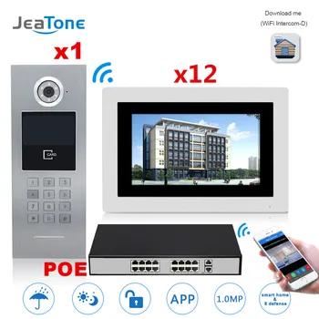 

7'' Touch Screen WIFI IP Video Door Phone Intercom +POE Switch 12 Floors Building Access Control System Support Password/IC Card