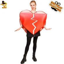 Carnival Unisex Emoji Broken Heart Costume Imitation Christmas Party Funny Emoticon Heart Jumpsuit for Adult 