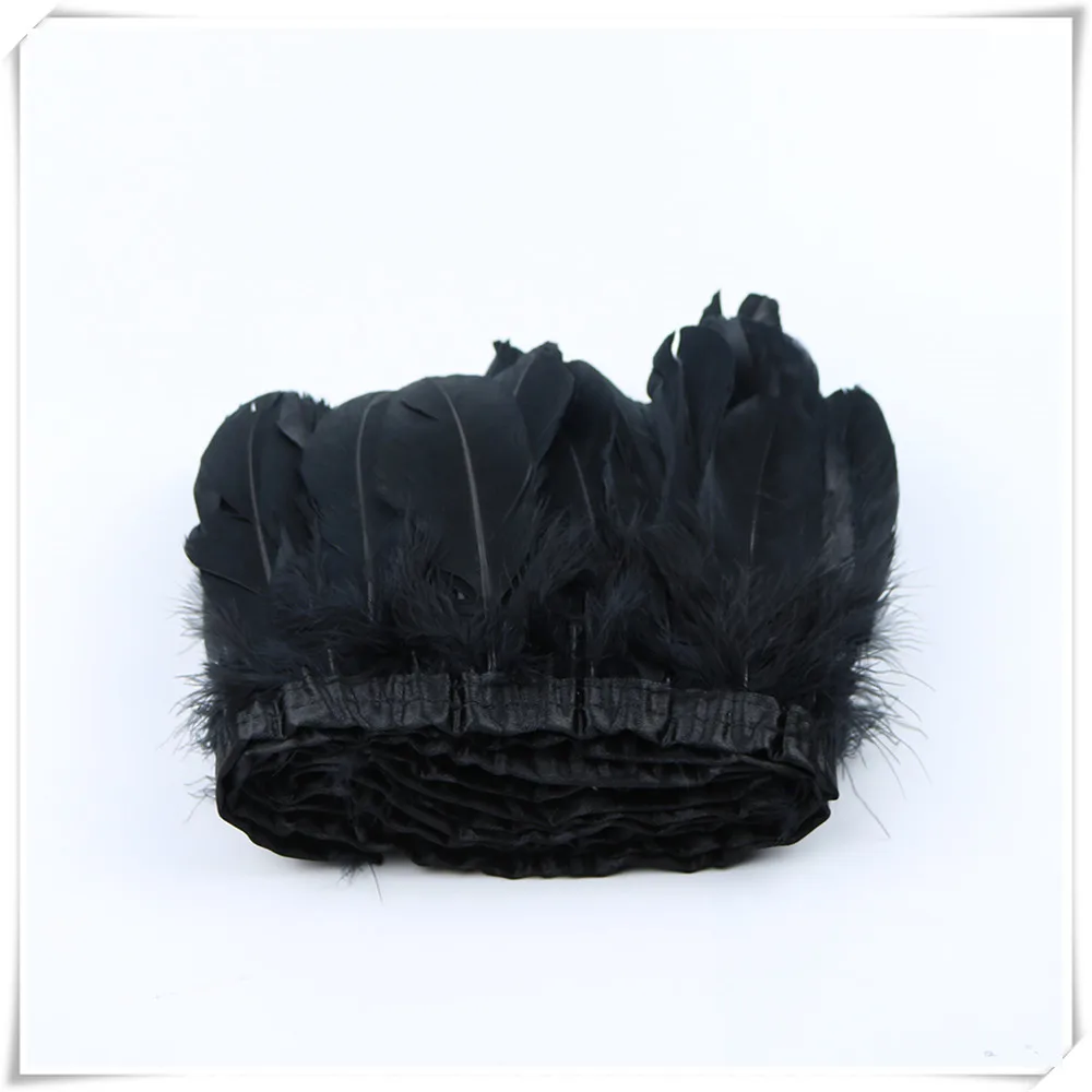 2 black goose feather fringe 1