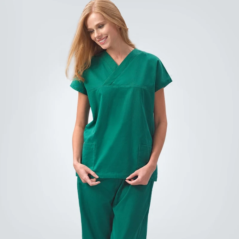Plus Size Unisex Medical Scrub Set Short Sleeve Summer Hospital Medical