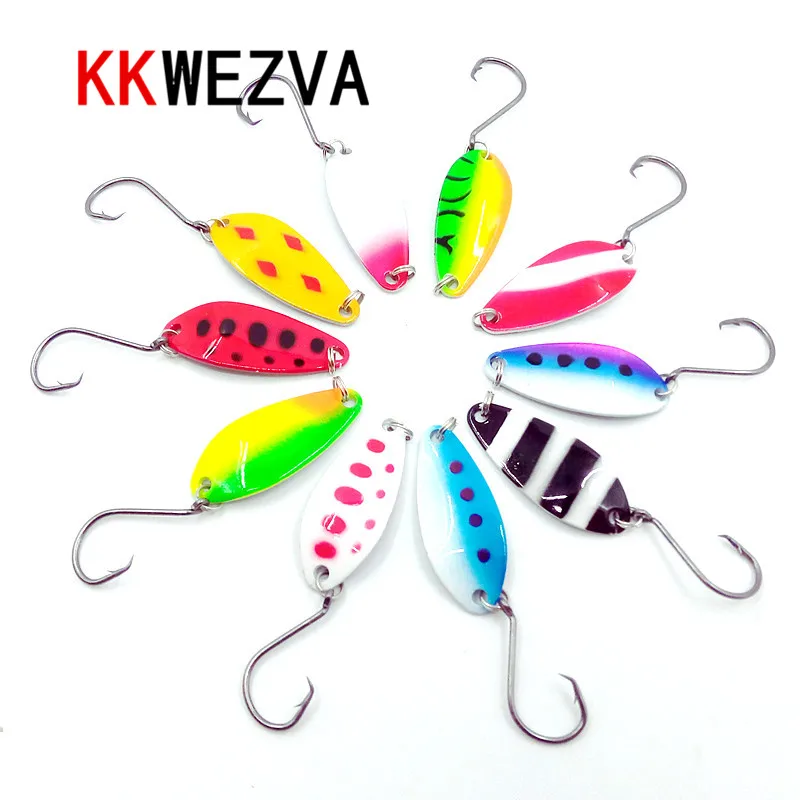 

KKWEZVA, 10 шт., 6 г, 40 мм, медная блесна, приманка для рыбалки, металлическая приманка, жесткая блесна, смешанные цвета, искусственная приманка для форели
