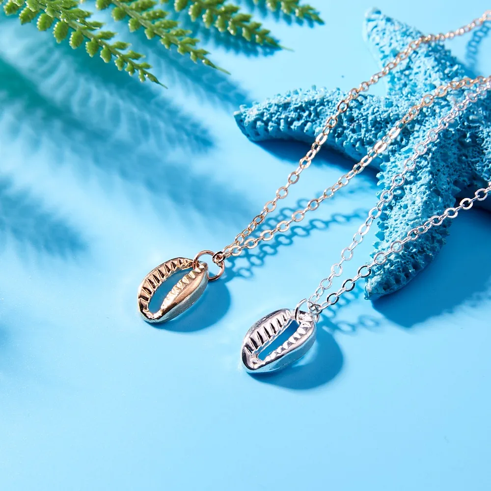 

Rinhoo 1PC Gold/White K Hollow Shell Cowrie Shape Pendant Long Chain Charm Necklace For Women's Fashion Accessories Gift