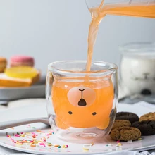 Homadise бытовые термостойкие двухслойные Стеклянные чашки чай милые молочные кружки прозрачная изоляция утолщенная бутылка