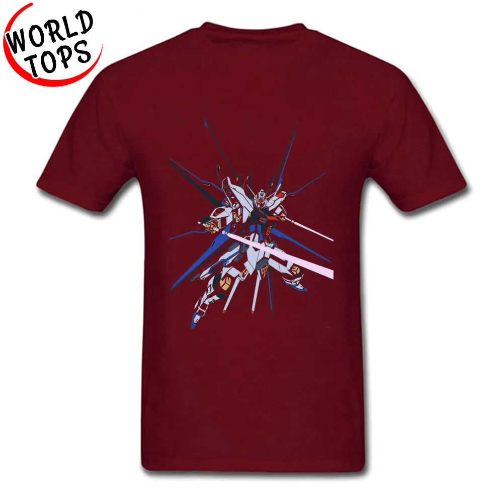 Strike Freedom Gundam Seed 11845 Short Sleeve Tops T Shirt Round Neck 100% Cotton Men Top T-shirts Printed Sweatshirts Funny Strike Freedom Gundam Seed 11845 maroon