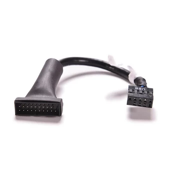 

Black 12cm 480Mbps USB3.0 Data Cable USB 2.0 9Pin Motherboard Female to 20Pin USB 3.0 Housing Male Adapter Cable