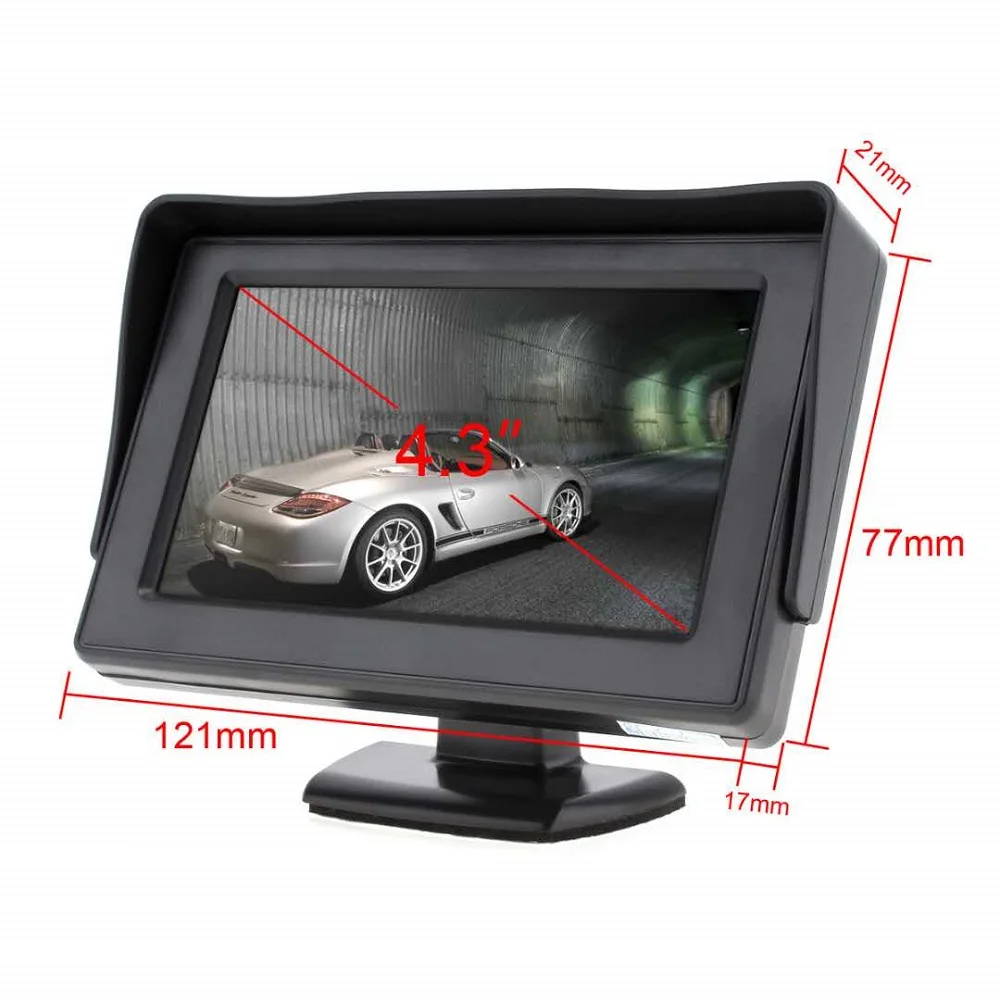 4.3'' innch Color TFT LCD DC 12V Car Monitor Rear View Headrest Display with 2 Channels Video Input for DVD VCD Reversing Camera