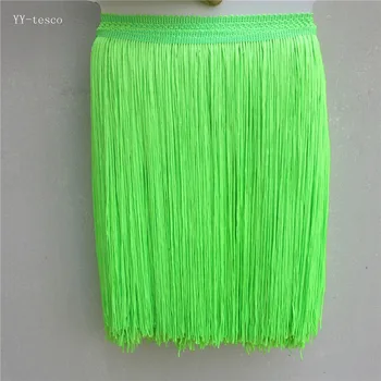 

10Yards 30cm Wide Lace Fringe Trim Tassel Fluorescent green Lace Fringe For Latin Dress Stage Clothes Accessories Lace Ribbon