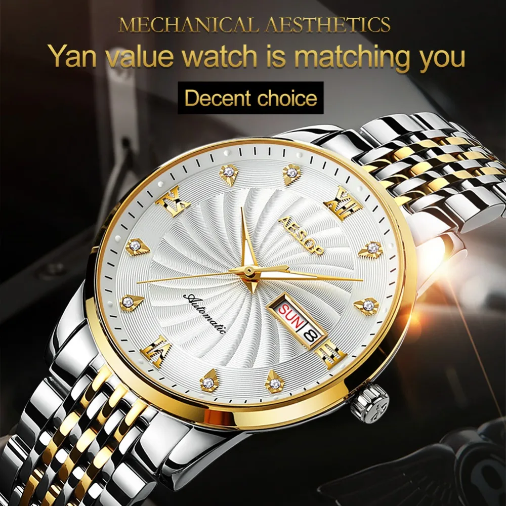 Ultra Thin Watch Men Automatic Mechanical Luminous wristwatch mens   Japanese movement tainless steel Band waterproof clock men