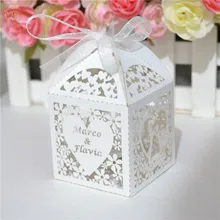 Жених невесты белый лазерный разрез на заказ свадебные сувенирные коробки с лентой