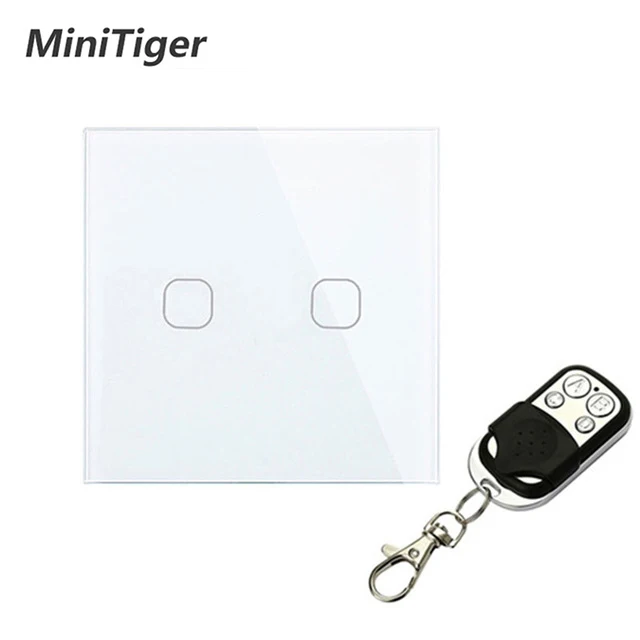 Minitiger стандарт ЕС/Великобритания 1 банда 1 способ дистанционного переключателя, AC 170~ 240 В настенный светильник дистанционного сенсорного переключателя с мини-пульт дистанционного управления - Цвет: 2 Gang White-A