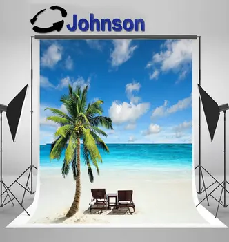 

palm tree relaxing under remote sea beach backdrops Vinyl cloth High quality Computer print wall backgrounds
