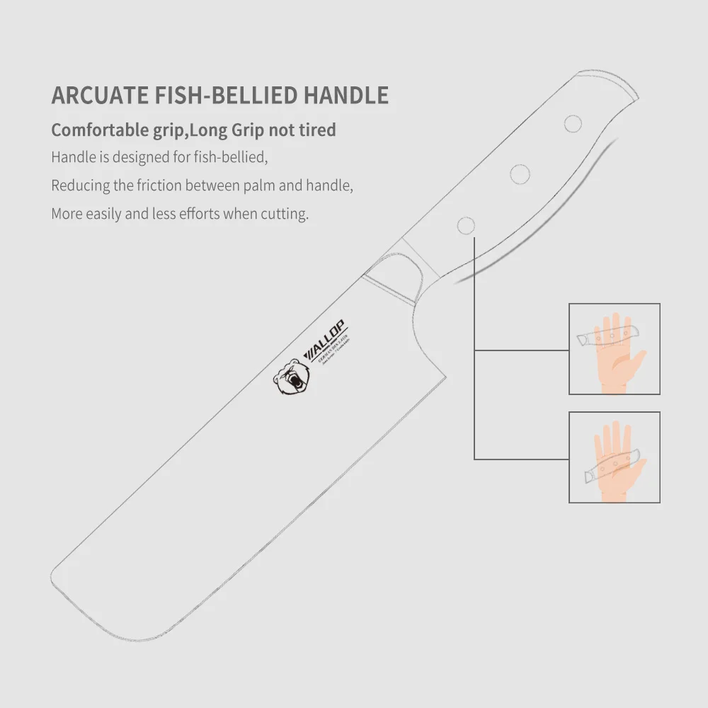 WALLOP chef knife kitchen knife Japanese butcher meat cleaver vegetable 7 in German 1.4116 stainless steel Nakiri cooking cutter WALLOP chef knife kitchen knife Japanese butcher meat cleaver vegetable 7 in German 1.4116 stainless steel Nakiri cooking cutter