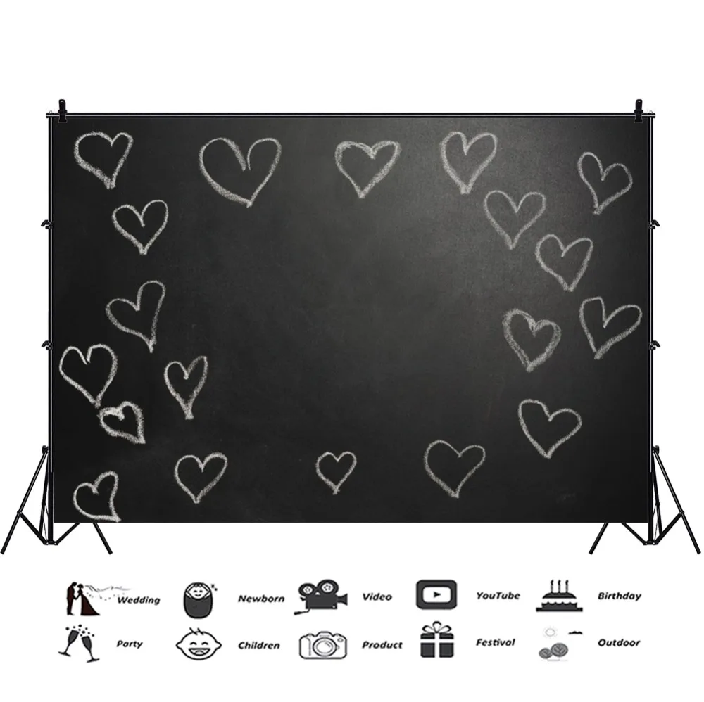 Laeacco Chalkboard Wall Chalk Heart Baby Children Portrait Scene Photography Backgrounds Photographic Backdrops For Photo Studio