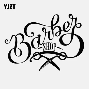 

YJZT 14.9CM*10.7CM Car Sticker Barbershop Scissors Beauty Hair Salon Vinyl Decal C22-0075