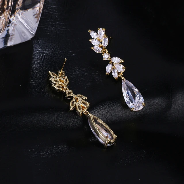 Emmaya Trendy 3 Colors Leaf Earrings High Quality Cubic Zircon Earrings Women Wedding Jewelry Gift - Image 3