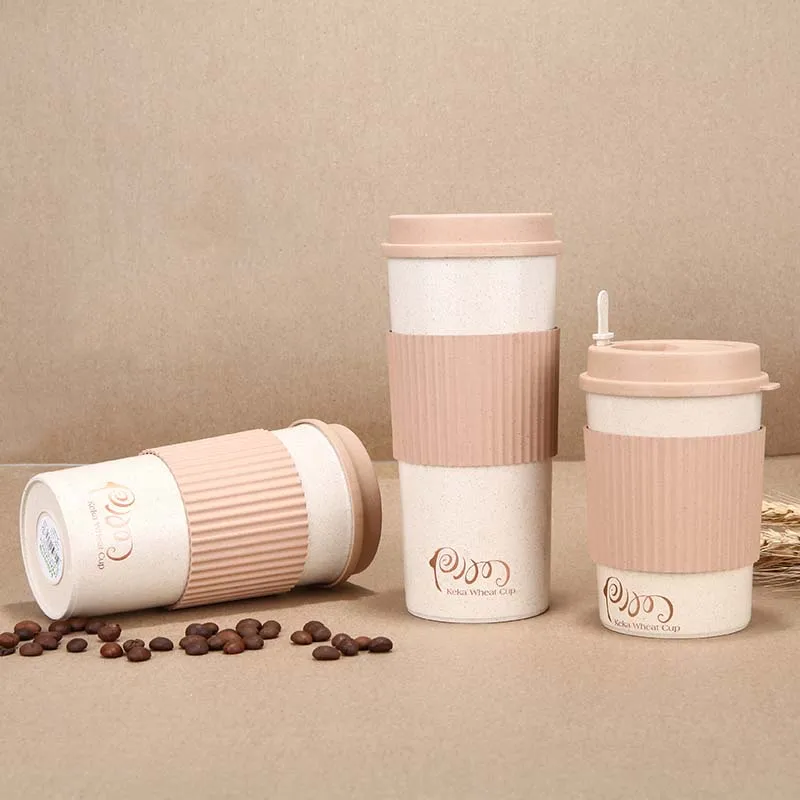 Portable Wheat Coffee Bottle Reusable for Outdoor Travel Kids Milk