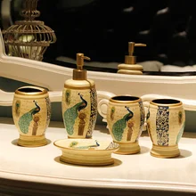 Высококлассные Европейский Павлин Керамика Ванная комната пять частей комплект Ванная комната Стиральная набор отель предоставляет LO726628