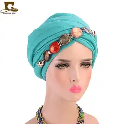 Женский тюрбан ювелирное ожерелье платок мусульманский, хиджаб Headwrap
