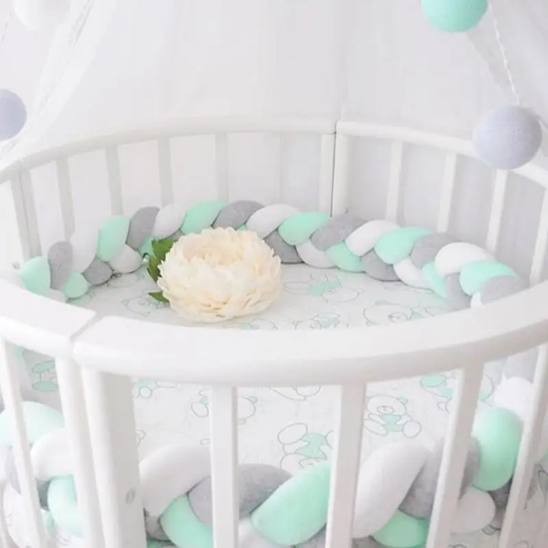 2M/3M Baby Bed Bumper Pillow Braided Cushion Bed Cradle Decor Plush Knotted Infant Bedding Accessories