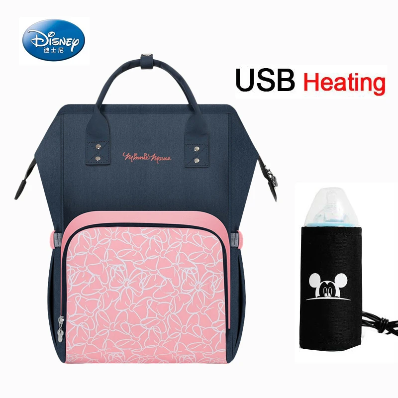 

Disney USB Heating Diaper Bag Maternity Nappy Backpack Large Capacity Nursing Travel Backpack Heat Preservation Backpack For Mom