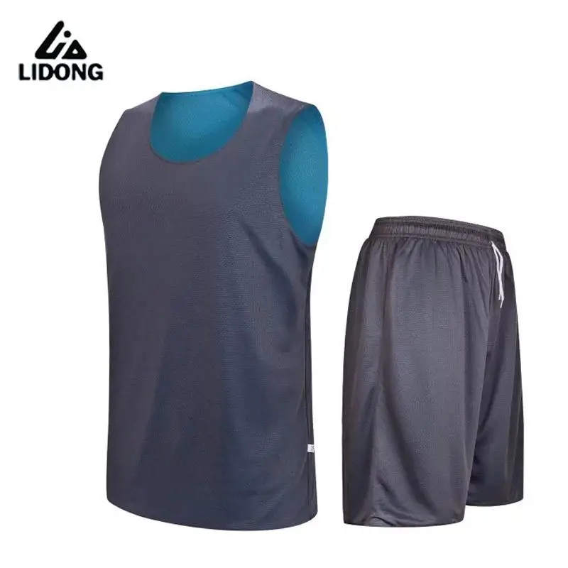 Мужская двухсторонняя одежда Двусторонняя баскетбольная майка, тренировочный костюм, рубашка+ шорты, Униформа, одежда под заказ - Цвет: Gray BE