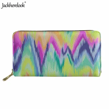 

Jackherelook Colorful Tie Dye Pattern Women Men Long PU Leather Wallets Brand Design Zipper Credit Card Holder Waterproof Purse