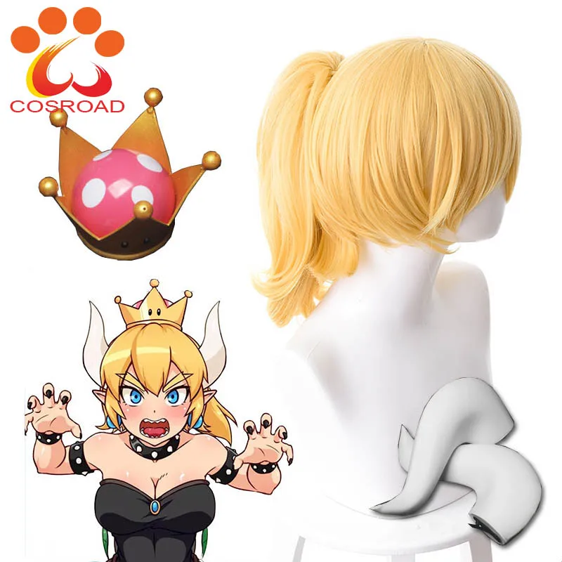 Cosroad Супер Марио Bowsette Kuppa Koopa Hime парик для принцессы косплей реквизит Корона рога для Хэллоуина Вечерние