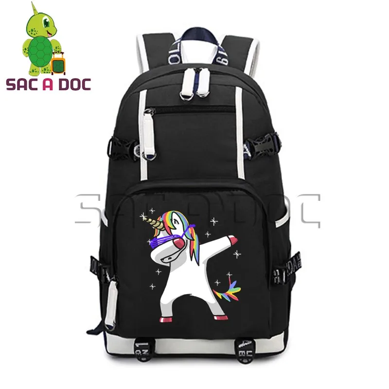 

Funny DAB Unicorn School Bags Women Men Backpacks Cartoon Unicorn Printing Rucksack Laptop Travel Backpack