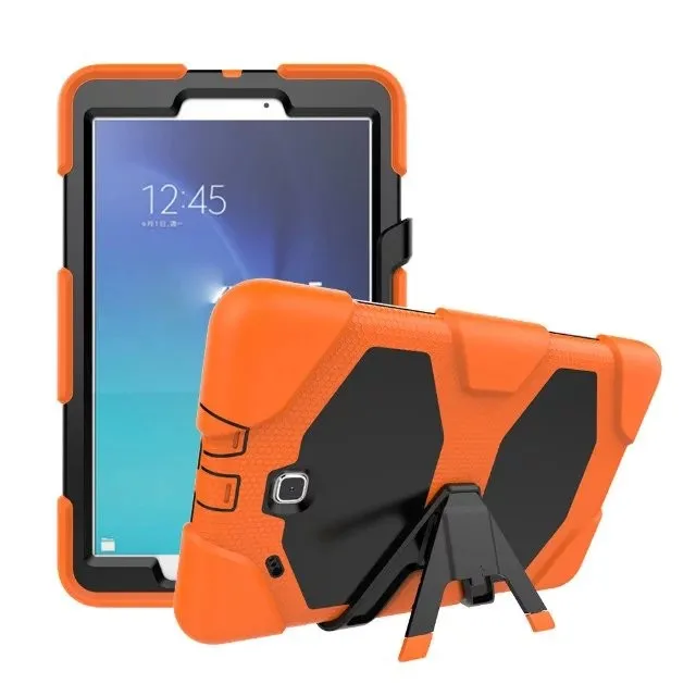 

2017 Hot Shockproof Silicone Hard Case For Samsung Galaxy Tab E 9.6 T560 T561 Heavy Duty Rugged Stand Cover+screen film+stylus